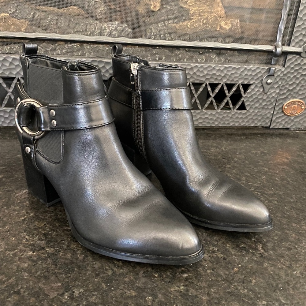 Marc Fisher Leather Booties Black Size 8